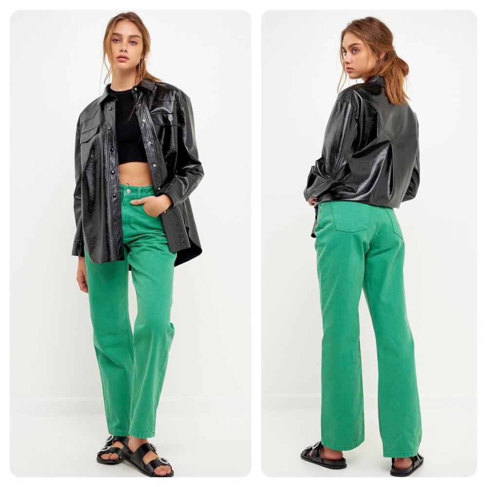 Grey Lab Los Angeles XS Green Wide Jeans NWT